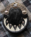 SEVEN SHIELD CELTIC BOAR ON NGUNI AND BLACK SPRINGBOK DRESS SPORRAN