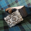 A striking contemporary Celtic knot-and-shield buckle will perfectly compliment this cantle on your sporran. 